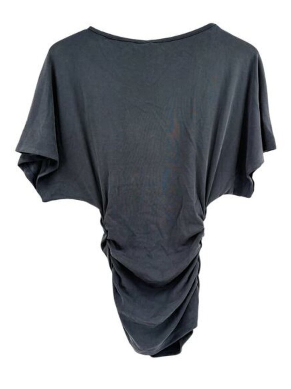 NWT OGL Navy Blue Effortless Boatneck Batwing Sleeve Side Ruched M - Picture 4 of 11